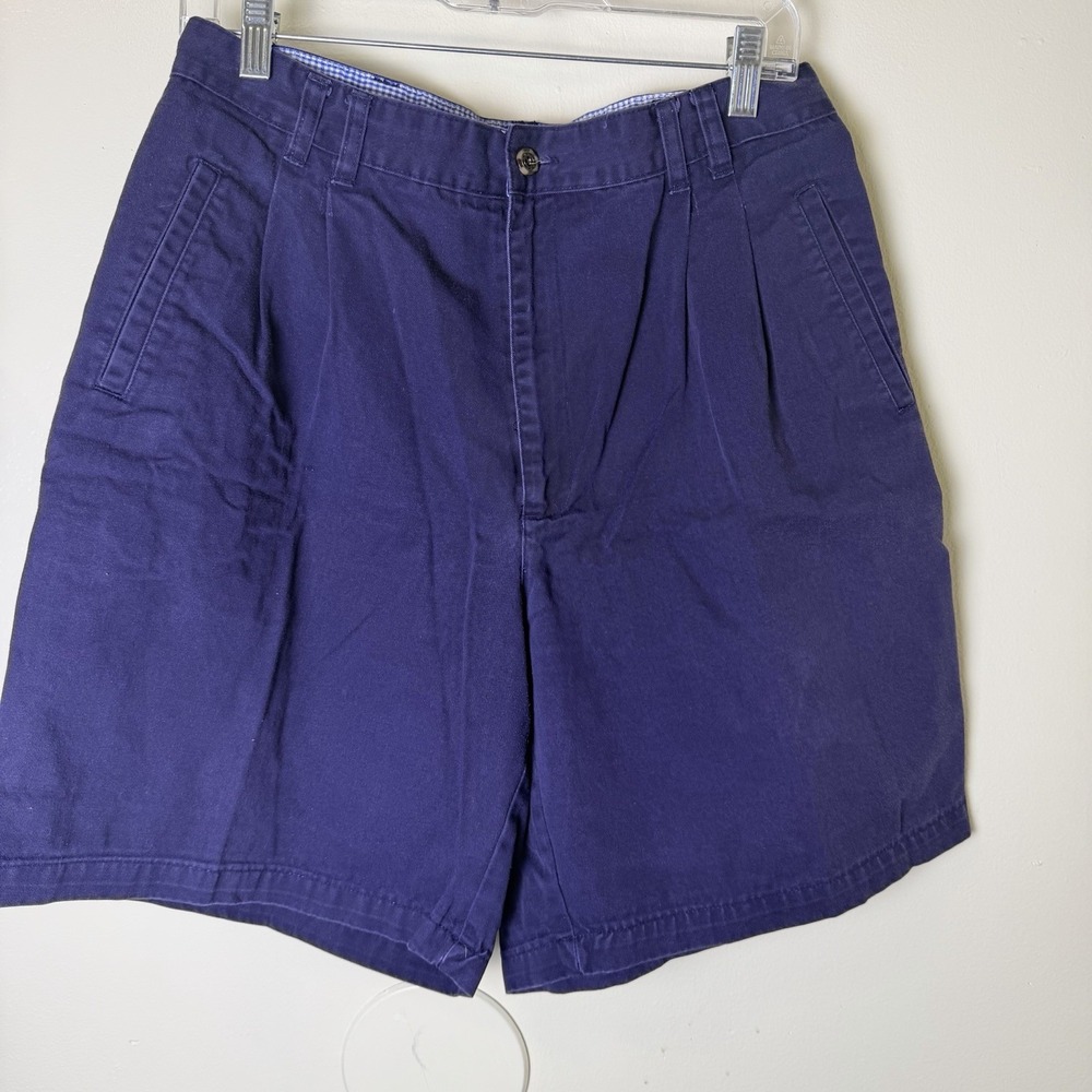 Vintage Bugle Boy Her Classics Shorts Womens 16 Blue Pleated High Rise Chino